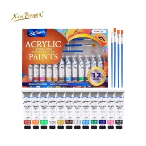 Xinbowen Acrylic Paint set 12pcs + Brushes and 1 Palette Tray